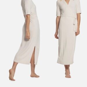 Barefoot Dreams Cozychic Ultra Lite Wrap Dress in Sand Dune Cream size Medium